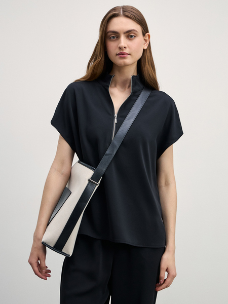 Блузка с молнией Zarina 4327331331-50, размер S (RU 44), цвет черный