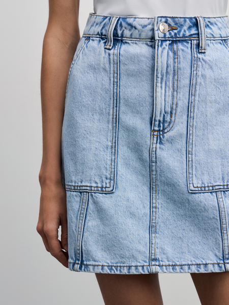 Джинсовая юбка мини с накладными карманами 4327447247-101 - фото 6