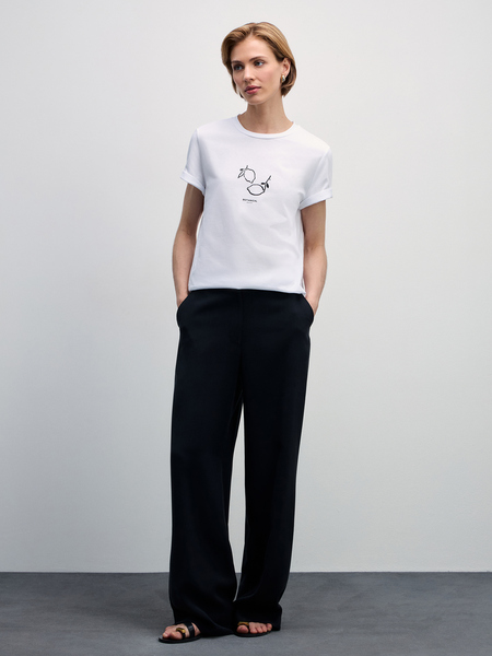 Базовая футболка из хлопка с принтом Zarina 4327509409-1, размер XS (RU 42), цвет белый Базовая футболка из хлопка с принтом, 4327509409 - фото 1