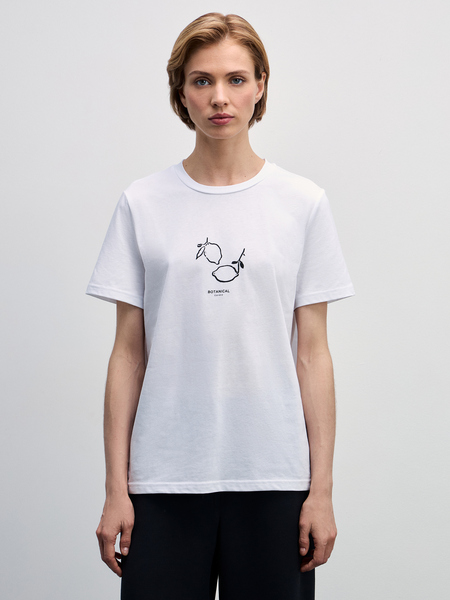 Базовая футболка из хлопка с принтом Zarina 4327509409-1, размер XS (RU 42), цвет белый Базовая футболка из хлопка с принтом, 4327509409 - фото 5