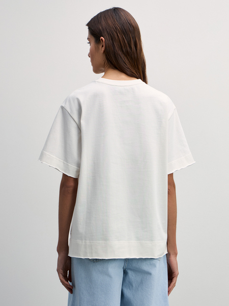 Хлопковая футболка с вышивкой Zarina 4327521421-2, размер L (RU 48), цвет ваниль Хлопковая футболка с вышивкой, 4327521421 - фото 5