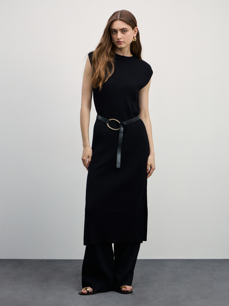 Платье в рубчик Zarina 4327640540-50, размер XS (RU 42), цвет черный
