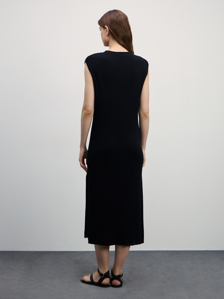 Платье в рубчик Zarina 4327640540-50, размер XS (RU 42), цвет черный Платье в рубчик, 4327640540 - фото 4