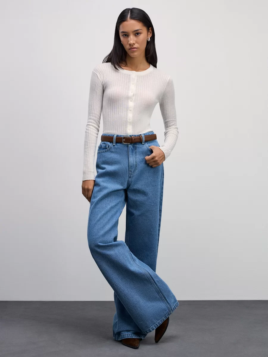 Джинсы wide leg с высокой посадкой