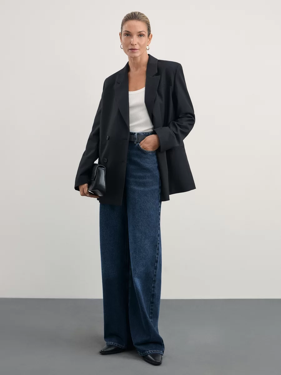 Джинсы wide leg с высокой посадкой