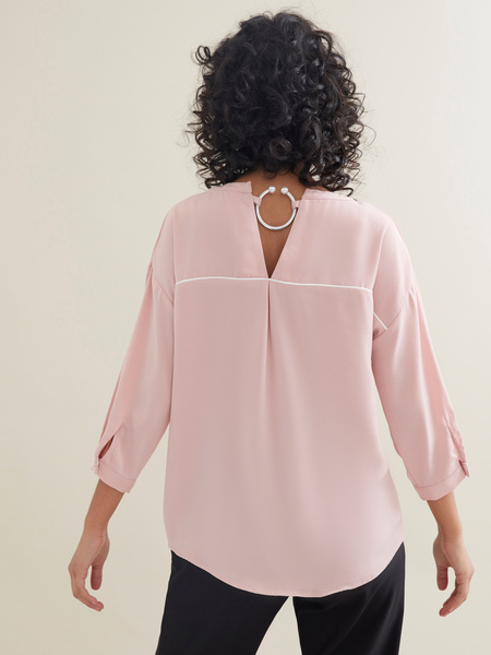 Блуза с декорированным вырезом на спине 9121104304090-90 - фото 3