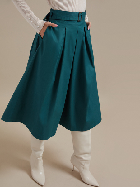 Хлопковая юбка-макси с поясом - фото 3