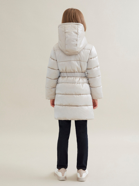 Стеганое пальто для девочек с капюшоном - фото 3