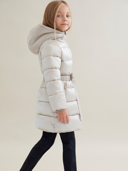 Стеганое пальто для девочек с капюшоном - фото 4
