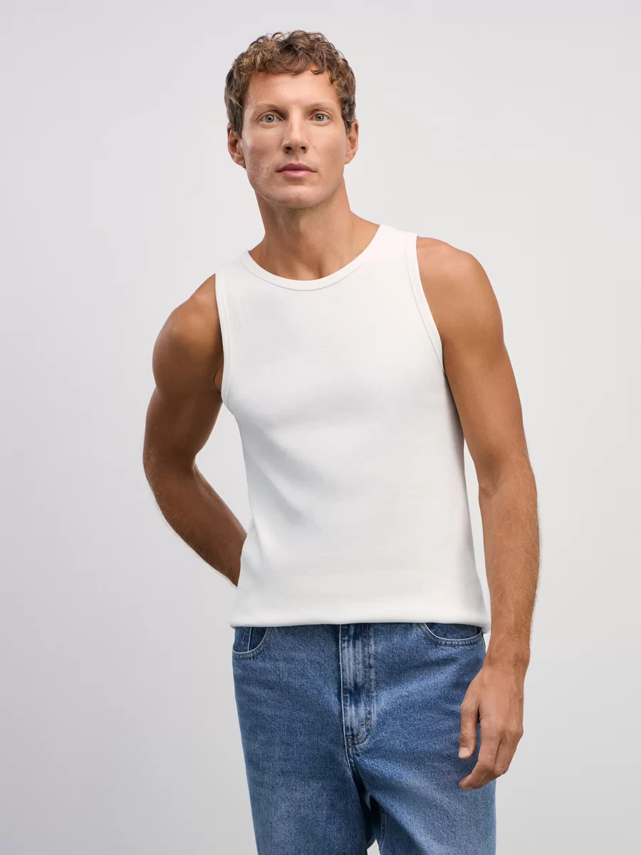 Майка slim fit в рубчик M_TANK1-1 - фото 1