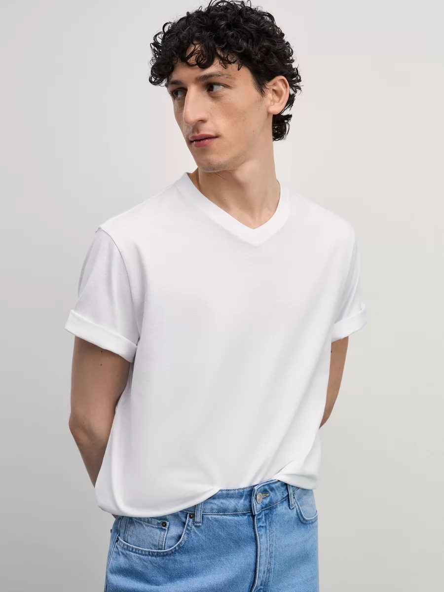Футболка slim fit M_V_NECK1-1 - фото 6