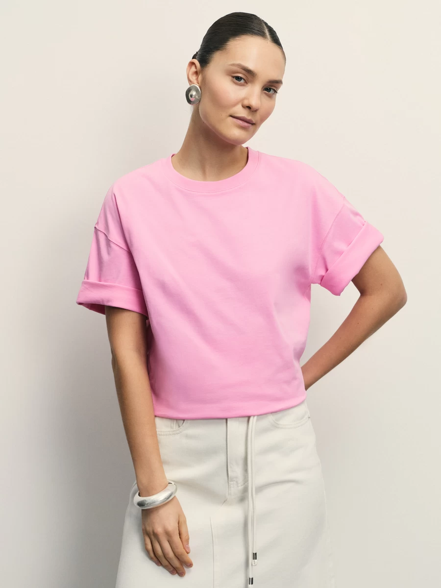Базовая футболка оверсайз из хлопка W_OVERSIZE5-90 - фото 1