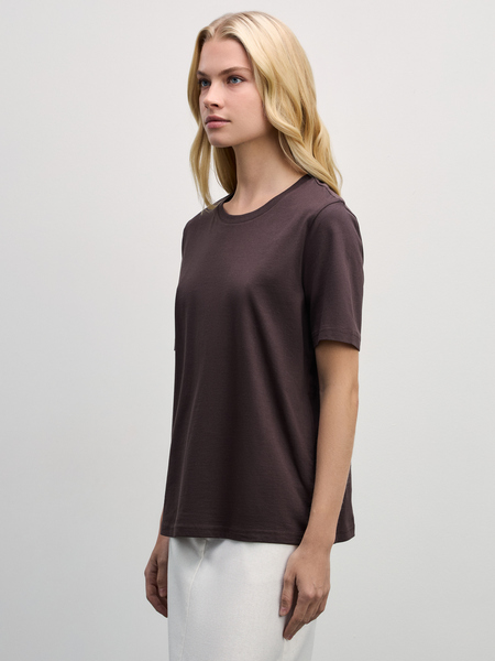 футболка женская Zarina W_REGULAR2-27, размер S (RU 44), цвет тёмно-коричневый футболка женская, W_REGULAR2 - фото 4