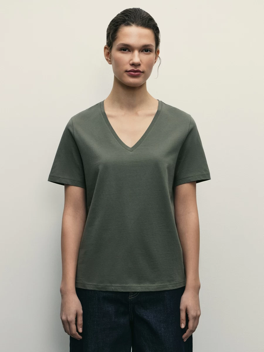 Базовая футболка с V-образным вырезом из хлопка W_V-NECK2-17 - фото 3