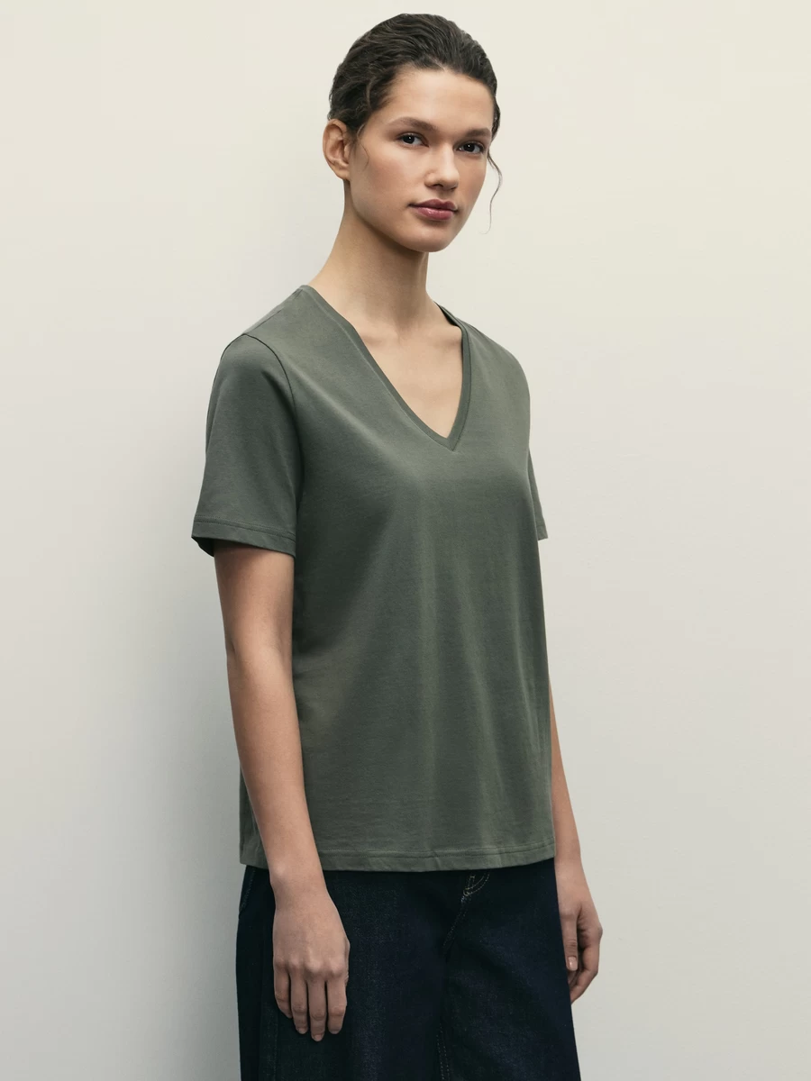Базовая футболка с V-образным вырезом из хлопка W_V-NECK2-17 - фото 4
