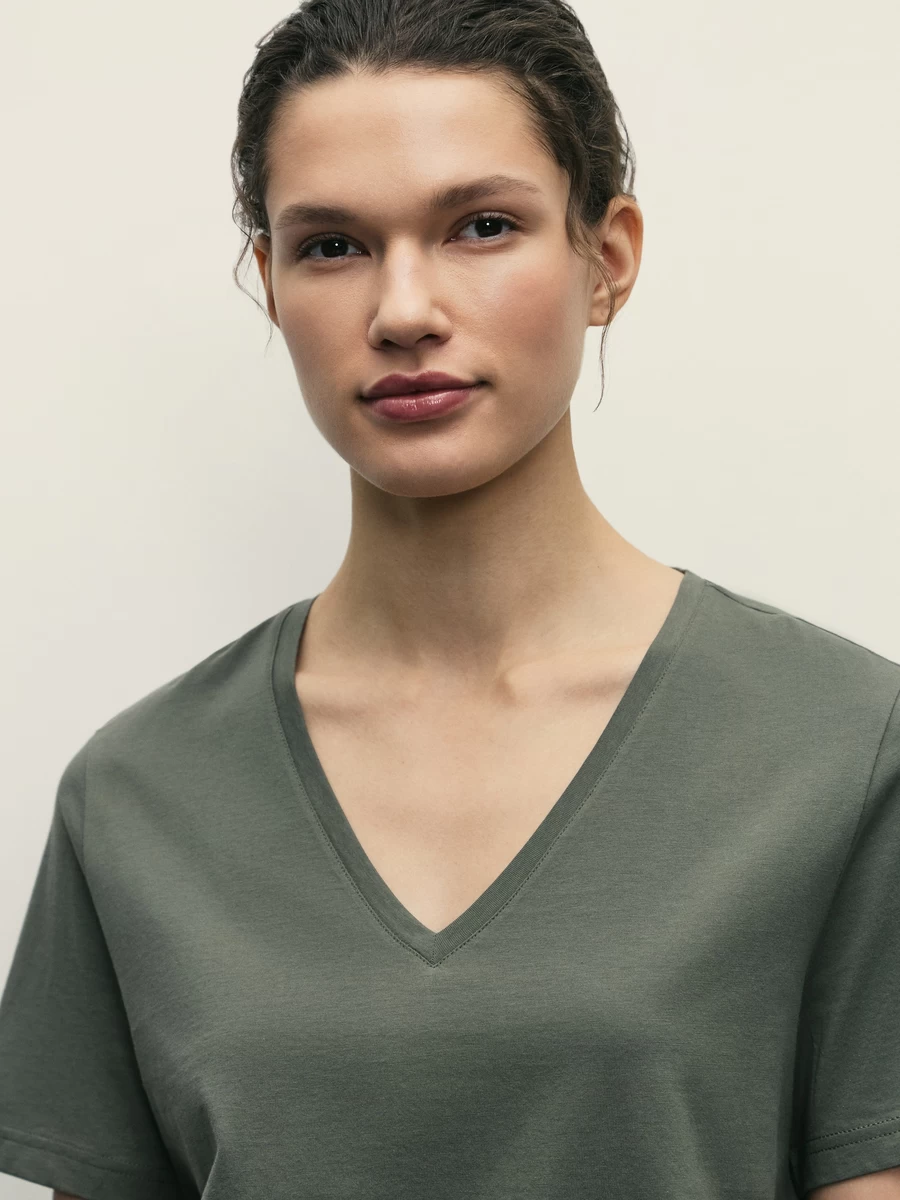 Базовая футболка с V-образным вырезом из хлопка W_V-NECK2-17 - фото 6