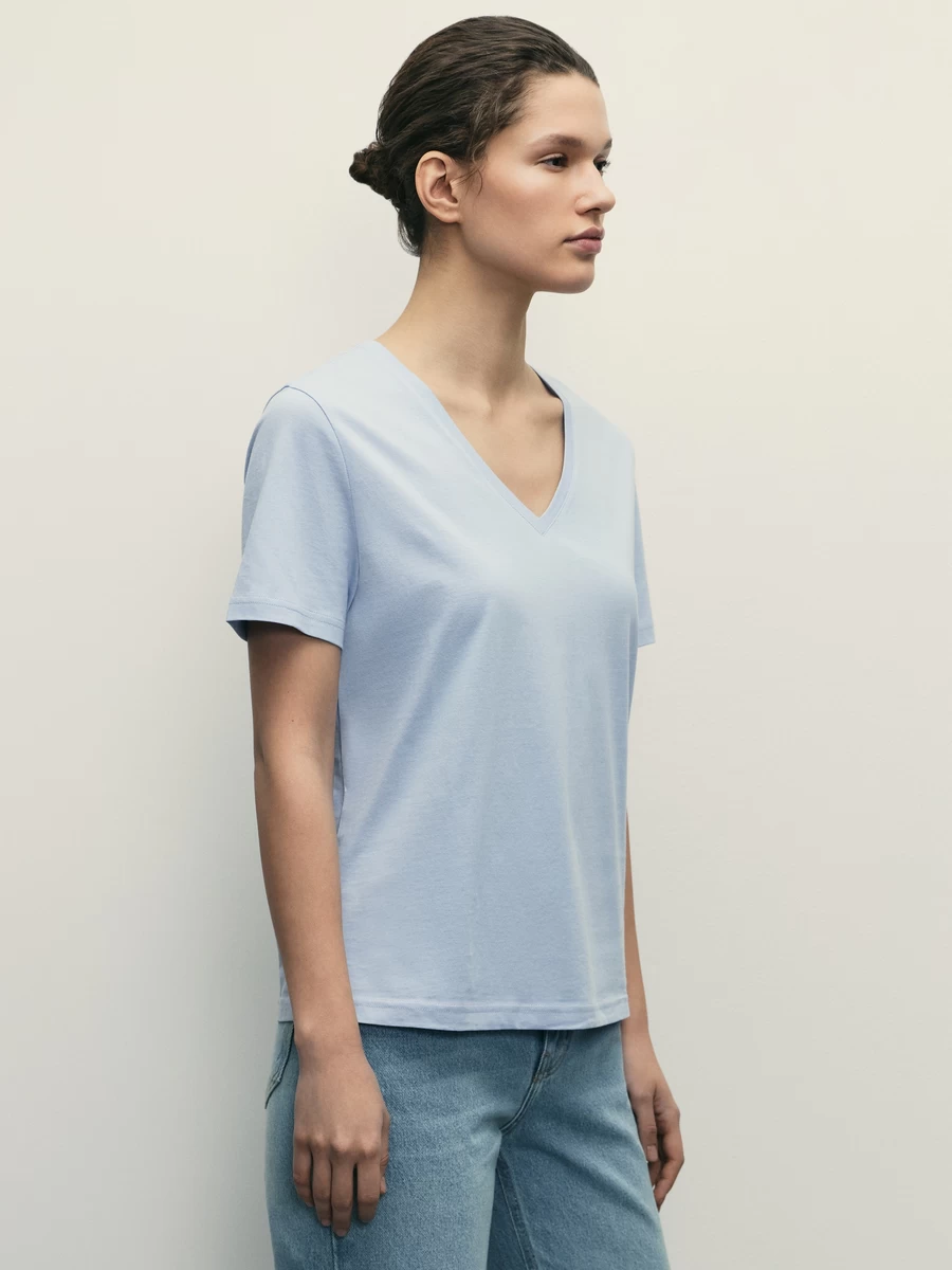 Базовая футболка с V-образным вырезом из хлопка W_V-NECK2-41 - фото 4