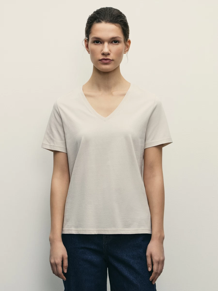 Базовая футболка с V-образным вырезом из хлопка W_V-NECK2-60 - фото 3