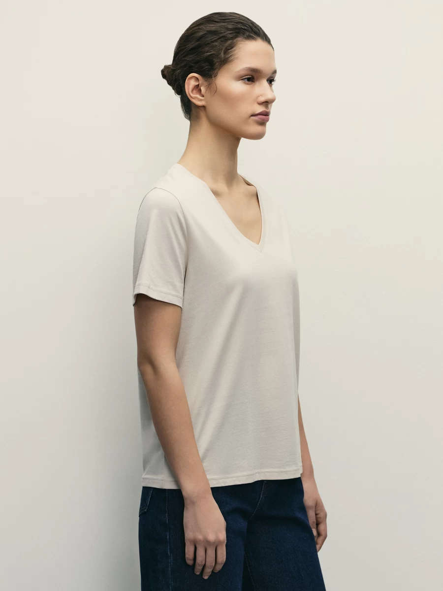 Базовая футболка с V-образным вырезом из хлопка W_V-NECK2-60 - фото 4