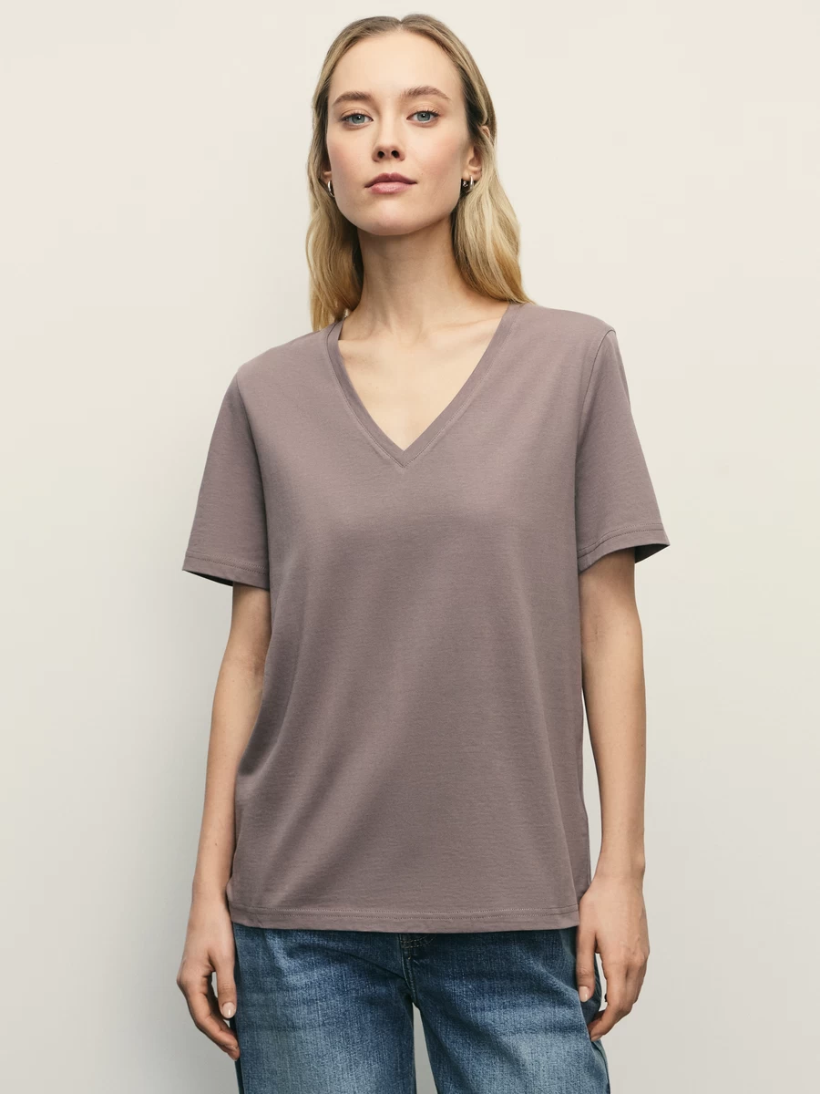 Базовая футболка с V-образным вырезом из хлопка W_V-NECK2-66 - фото 3