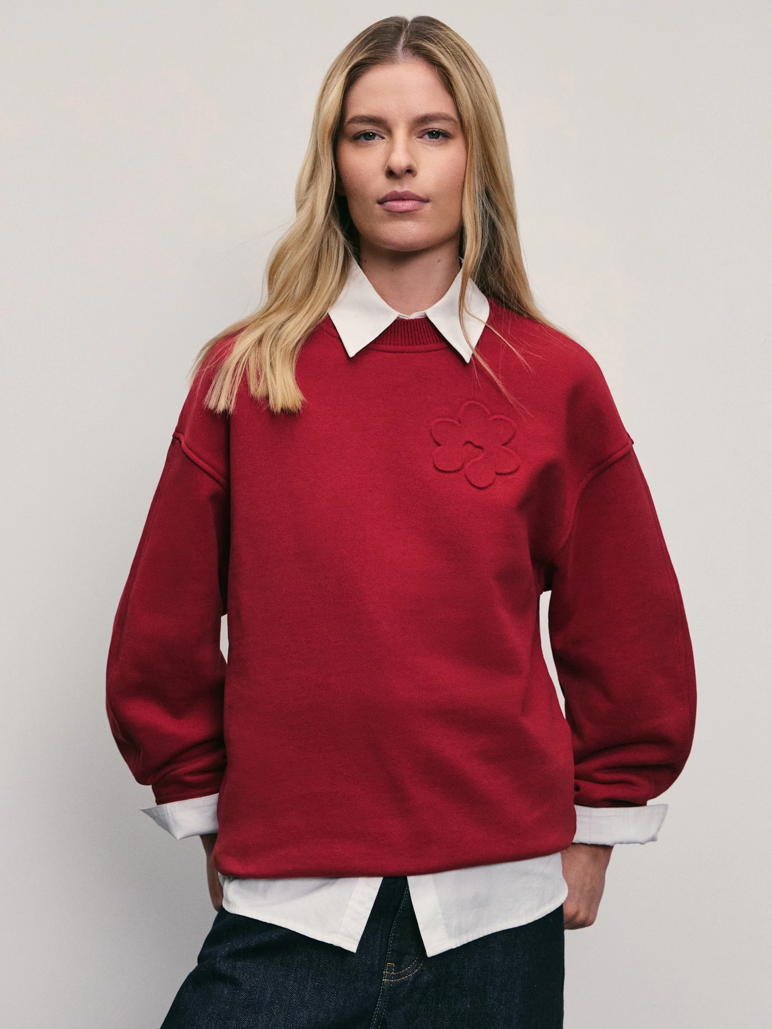 Marin☆*　0331 Джемпер с объёмной вышивкой ZR2510083323-32 - купить в