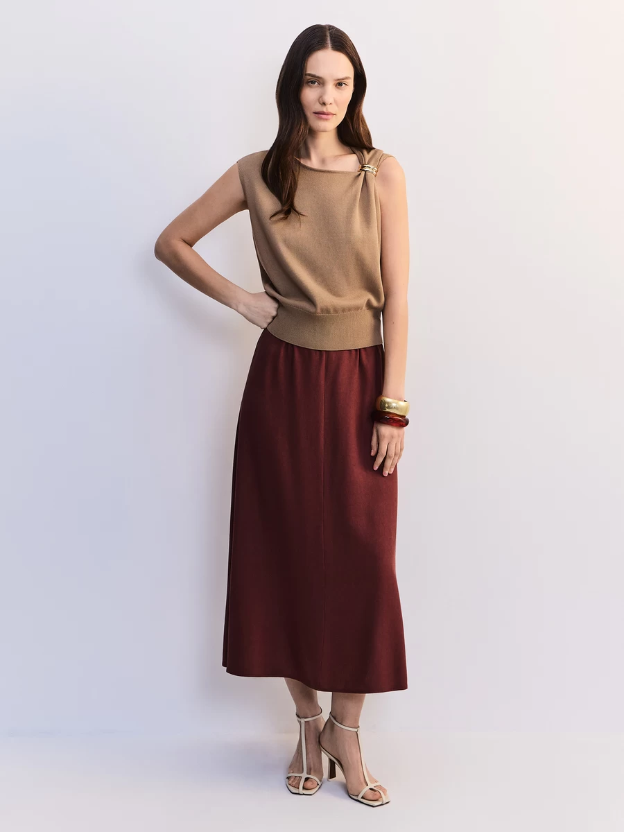 Юбка миди из вискозы и льна