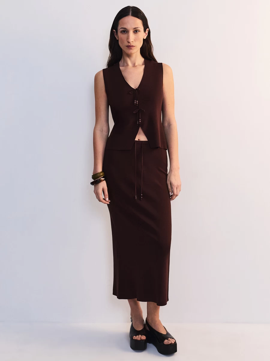 Вязаная юбка из вискозы с завязками