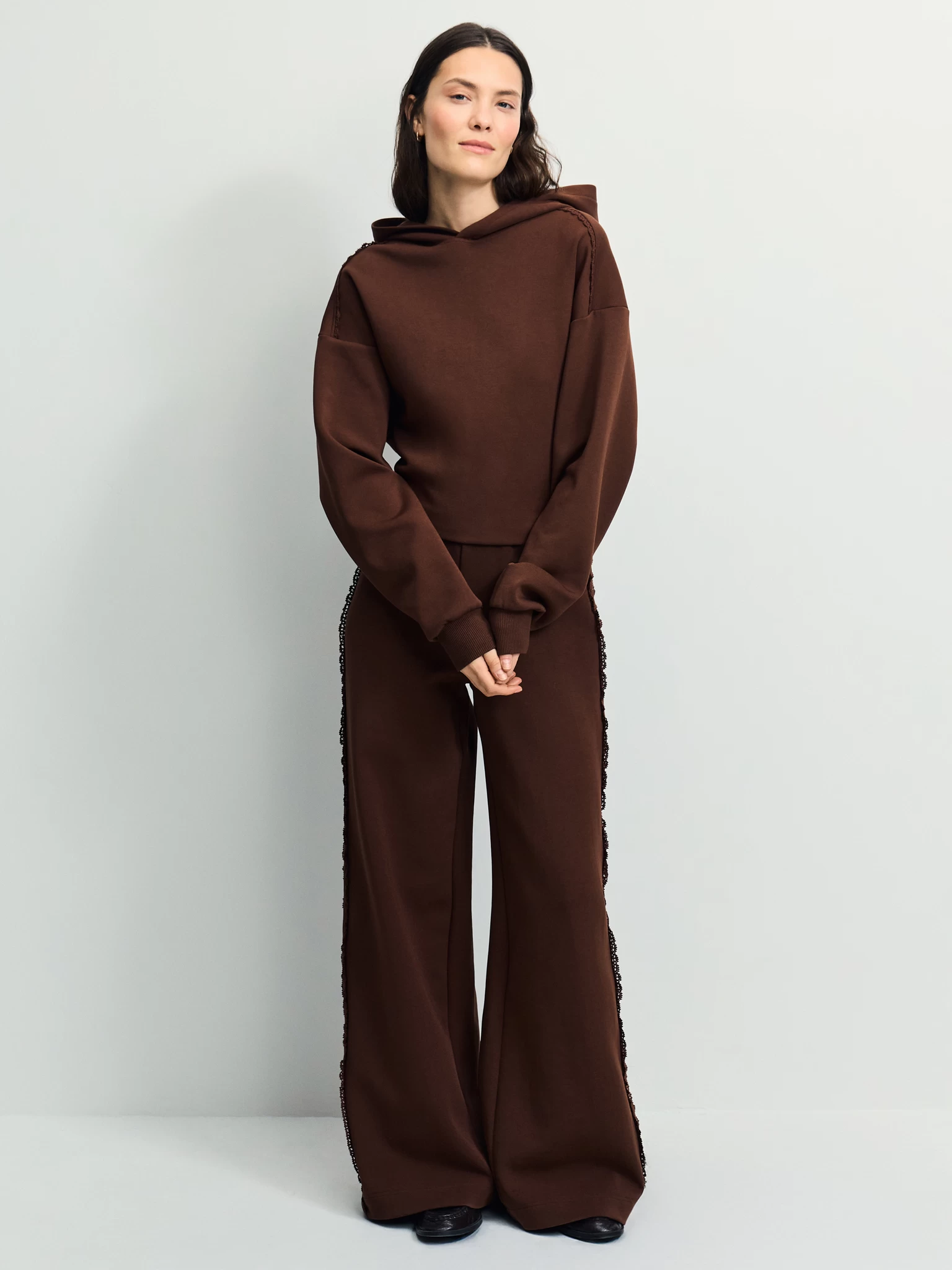 ZARINA Широкие брюки из хлопка с кружевом