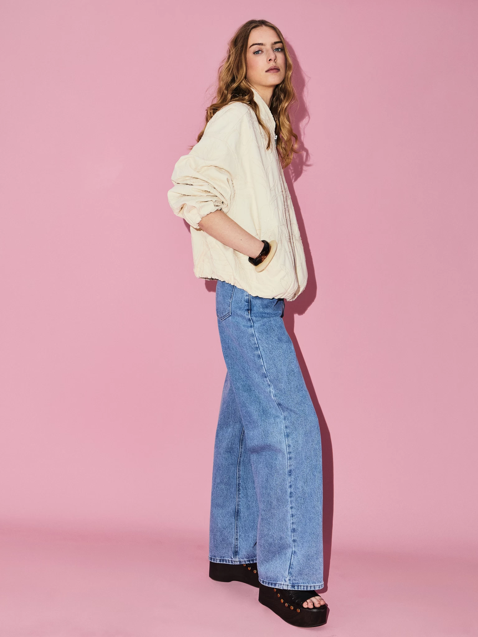 ZARINA Джинсы широкие с высокой посадкой