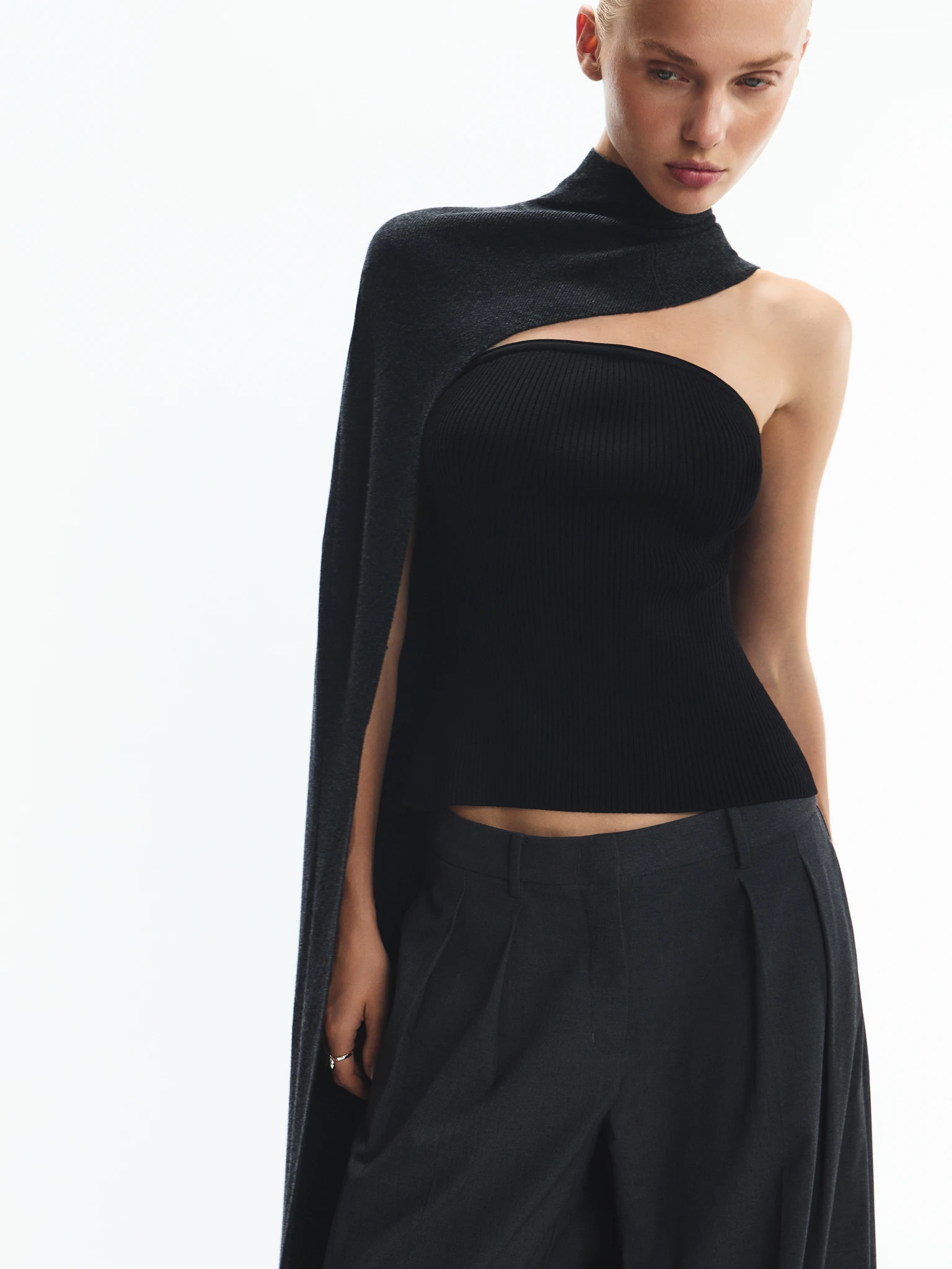 PRY│Premium Knit Layered Top│ black│サイズ0 Вязаный корсетный топ из вискозы ZR2609083307-50 - купить в